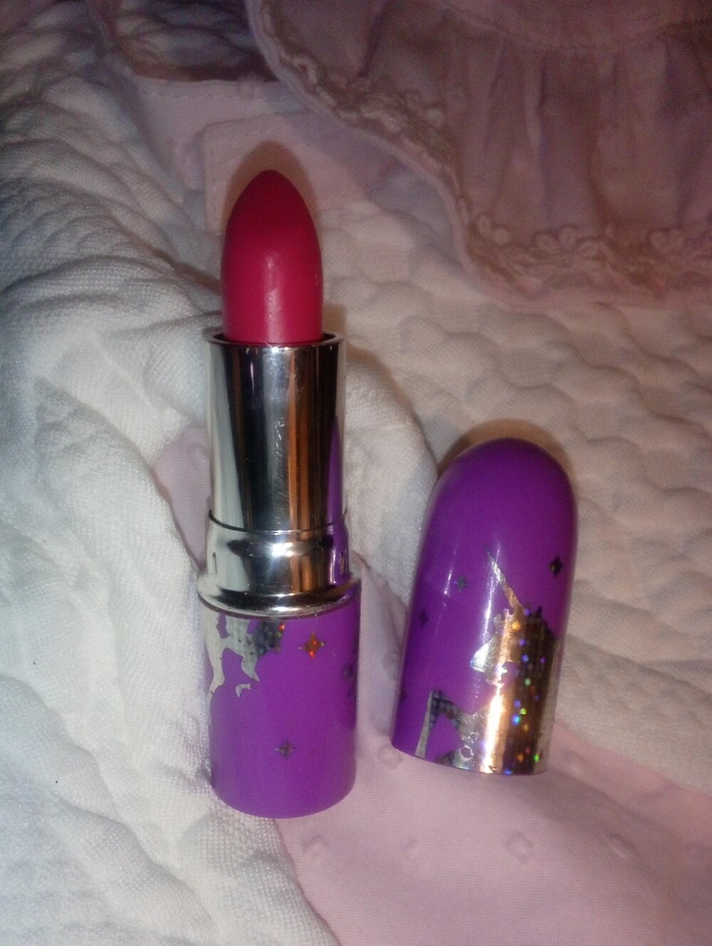 Lime Crime Hot Pink Lipstick in Purple Starry Tube